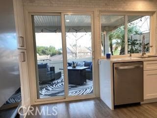 doorway to outside featuring wood-type flooring and a wealth of natural light