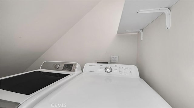 clothes washing area with independent washer and dryer