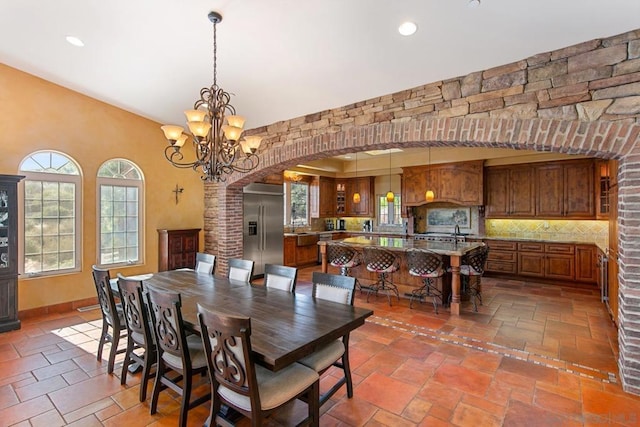 dining room featuring an inviting chandelier