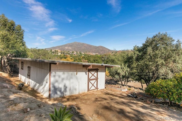 garage with a mountain view