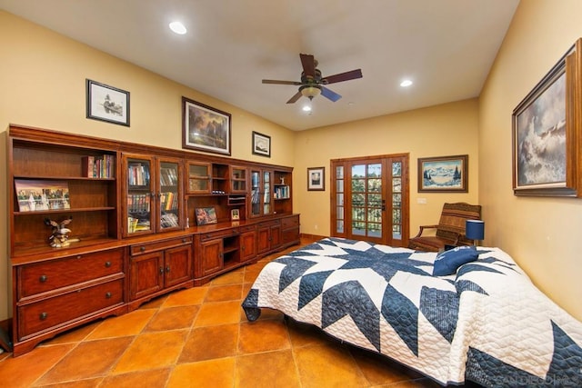 bedroom with access to outside and french doors