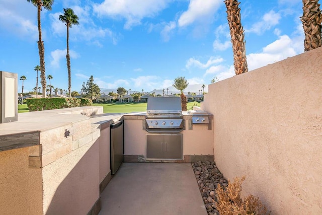 view of patio / terrace featuring a grill and exterior kitchen