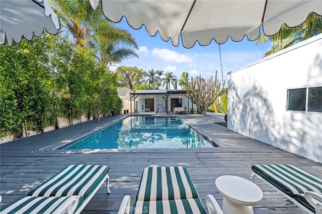 view of pool featuring a deck