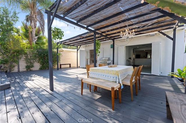 wooden deck with a grill