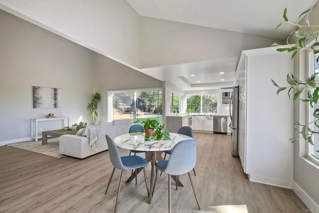 dining area with light hardwood / wood-style floors