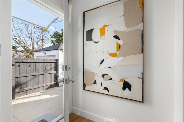 doorway to outside featuring light hardwood / wood-style floors