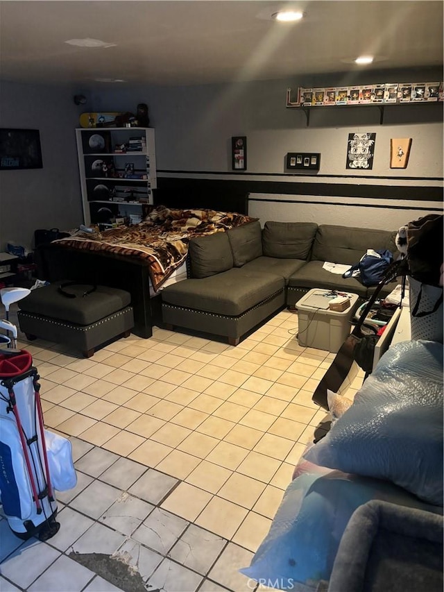 view of tiled living area