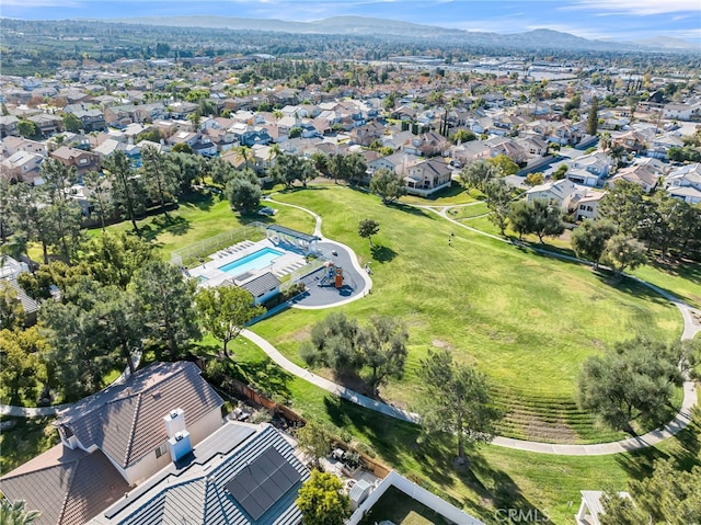 aerial view with a mountain view