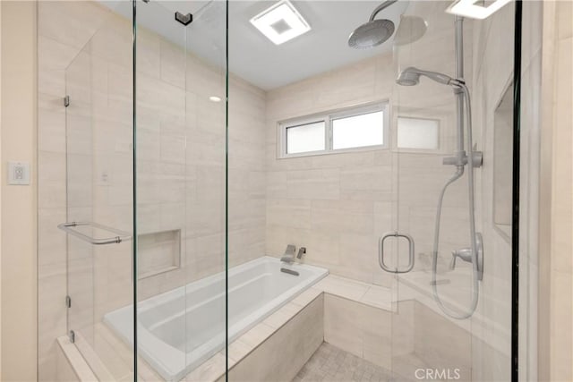 bathroom with plus walk in shower