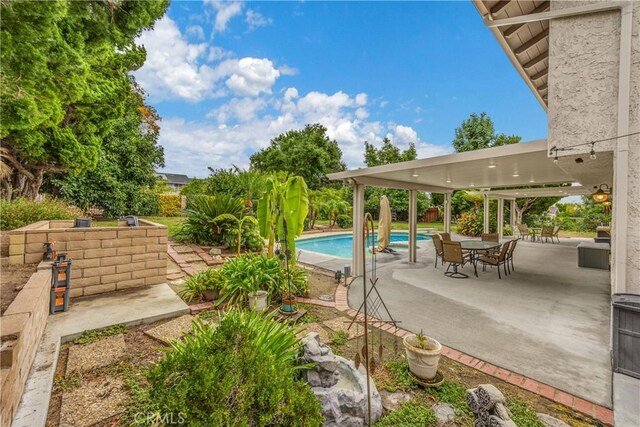 view of swimming pool with a patio area