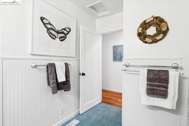 bathroom with tile patterned flooring