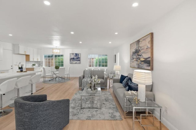 living room featuring light hardwood / wood-style floors