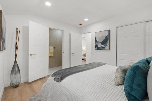 bedroom featuring light hardwood / wood-style flooring