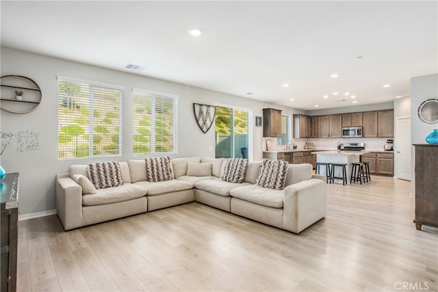 living room featuring light hardwood / wood-style flooring