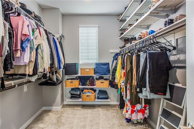spacious closet with carpet floors