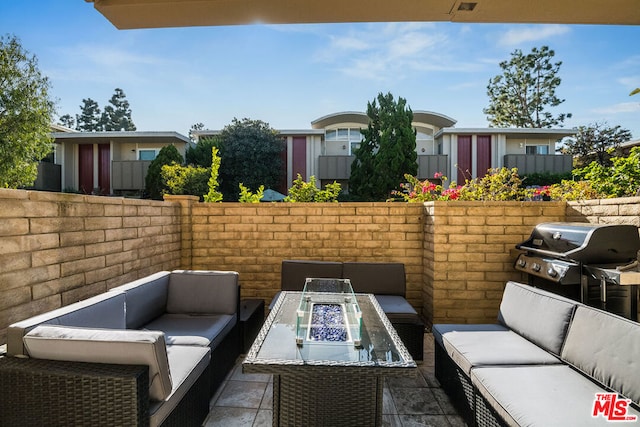 view of patio / terrace with a grill and an outdoor hangout area