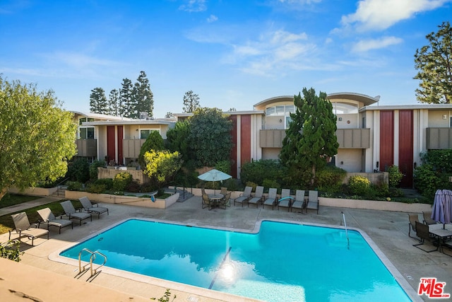 view of pool featuring a patio