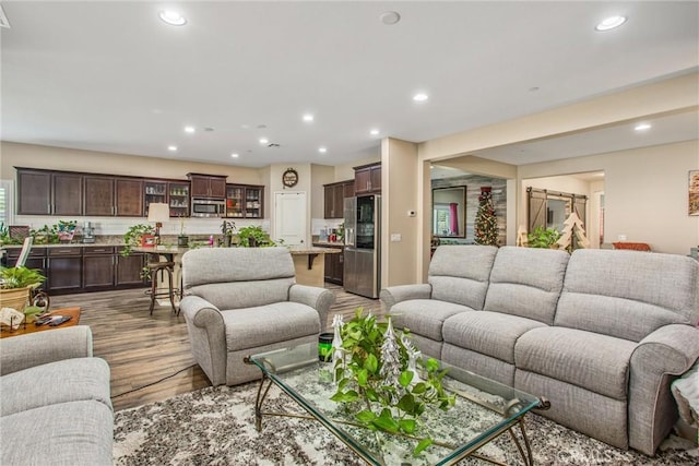 living room with hardwood / wood-style flooring