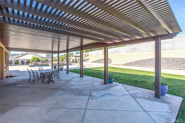 view of patio / terrace featuring a pergola