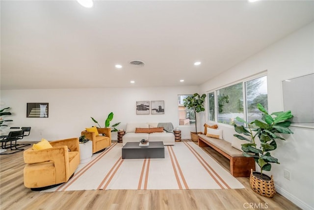 living room featuring light hardwood / wood-style flooring