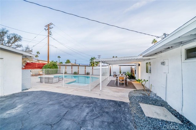 view of pool featuring a pergola and a patio area