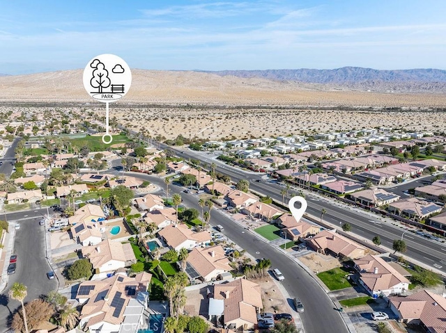 drone / aerial view with a mountain view