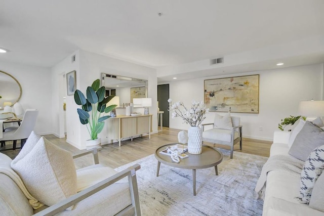 living room featuring light hardwood / wood-style flooring