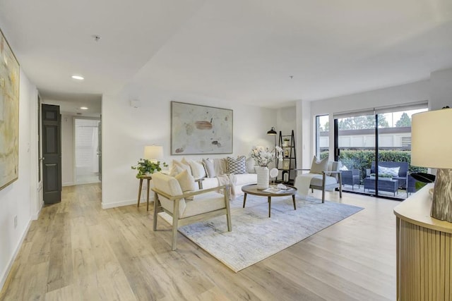 living room with light wood-type flooring