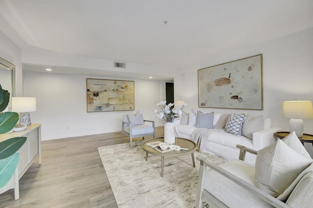 living room with light wood-type flooring