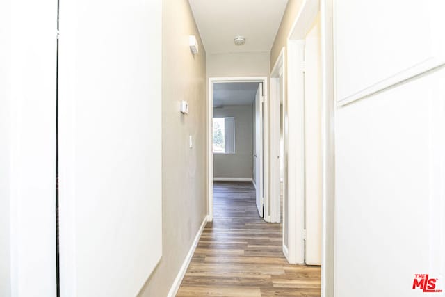 hallway featuring wood-type flooring