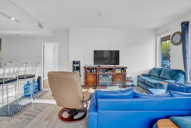 living room featuring light hardwood / wood-style flooring