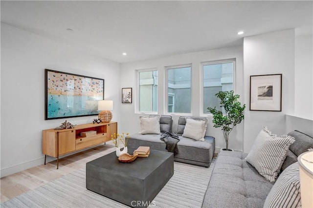 living room featuring light wood-type flooring