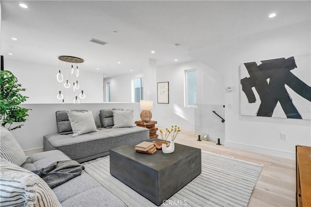 living room featuring light hardwood / wood-style flooring