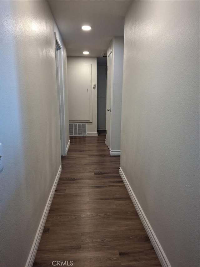 22616 Cardinal St, Grand Terrace, CA 92313 - hallway featuring baseboards, dark wood-style floors, and recessed lighting