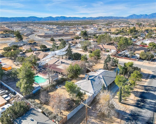 drone / aerial view with a mountain view