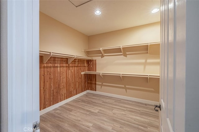 spacious closet with hardwood / wood-style flooring