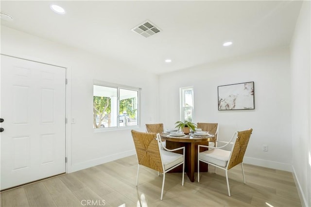 dining area featuring light hardwood / wood-style floors