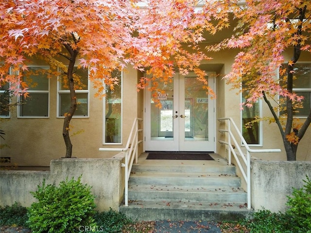 doorway to property with french doors