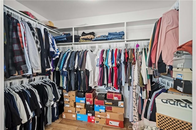 walk in closet featuring hardwood / wood-style floors