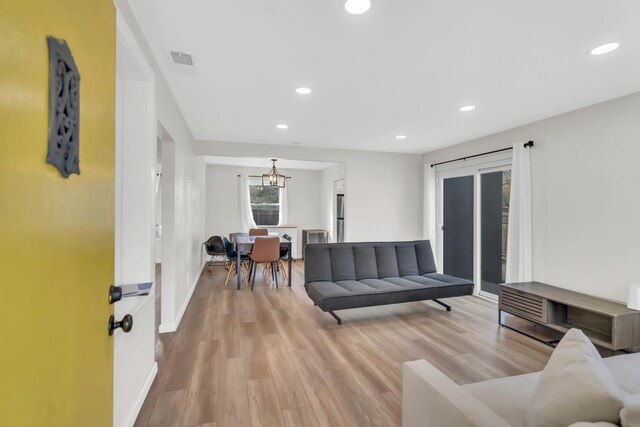 living room featuring light hardwood / wood-style flooring