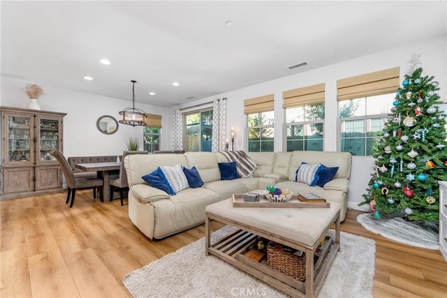 living room featuring light hardwood / wood-style floors