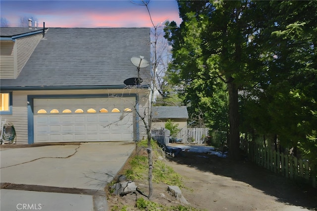 exterior space featuring a garage