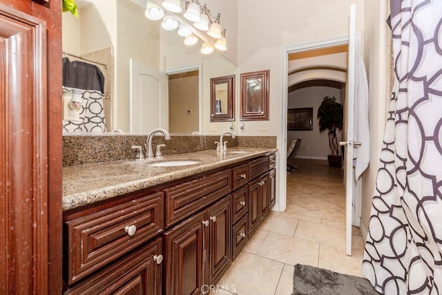 bathroom featuring vanity and tile patterned floors