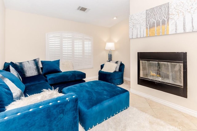 living room featuring tile patterned floors