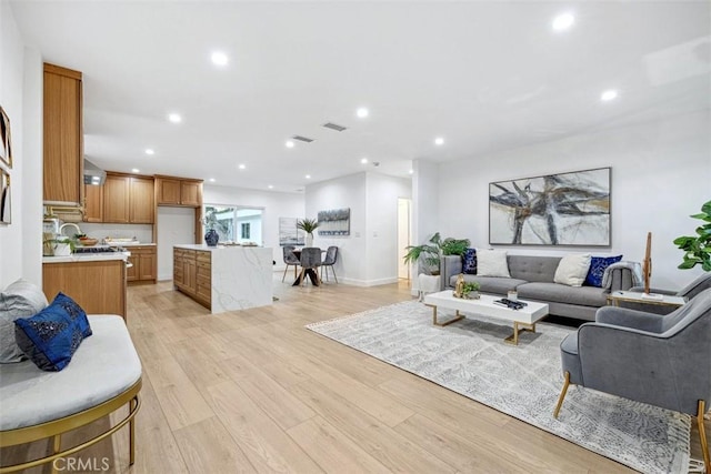 living room featuring light hardwood / wood-style flooring