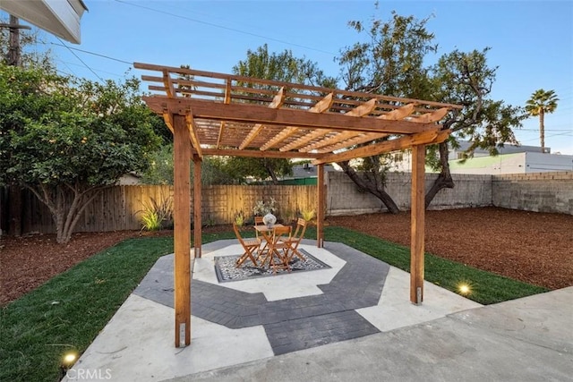 view of patio featuring a pergola