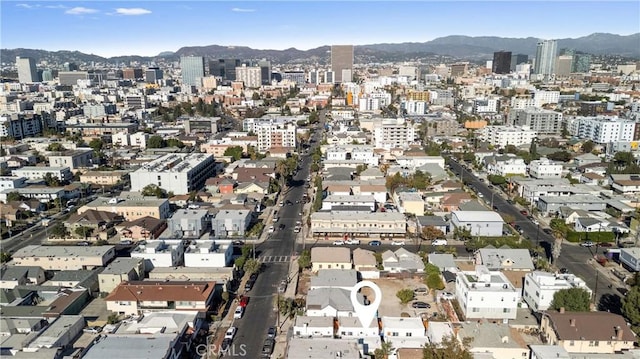 drone / aerial view with a mountain view