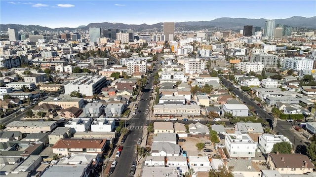 aerial view with a mountain view