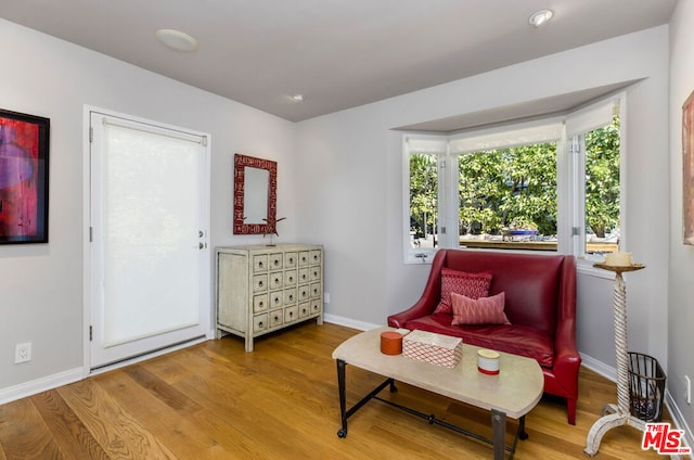 living area featuring hardwood / wood-style flooring