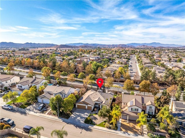 aerial view with a residential view and a mountain view